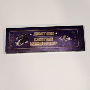 Baltimore Ravens-Admit One-Lifetime Membership Ticket Canvas Decor 11”x3.5”-NFL.